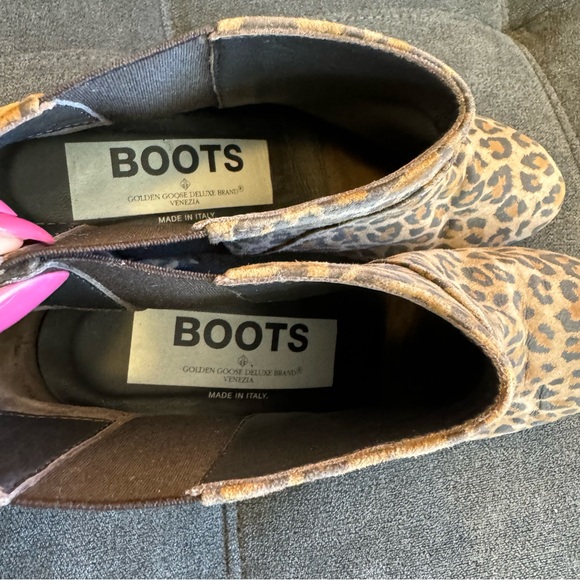 Golden Goose Dana Leopard Brown Boots Ankle Low Heel Booties - Picture 13 of 14